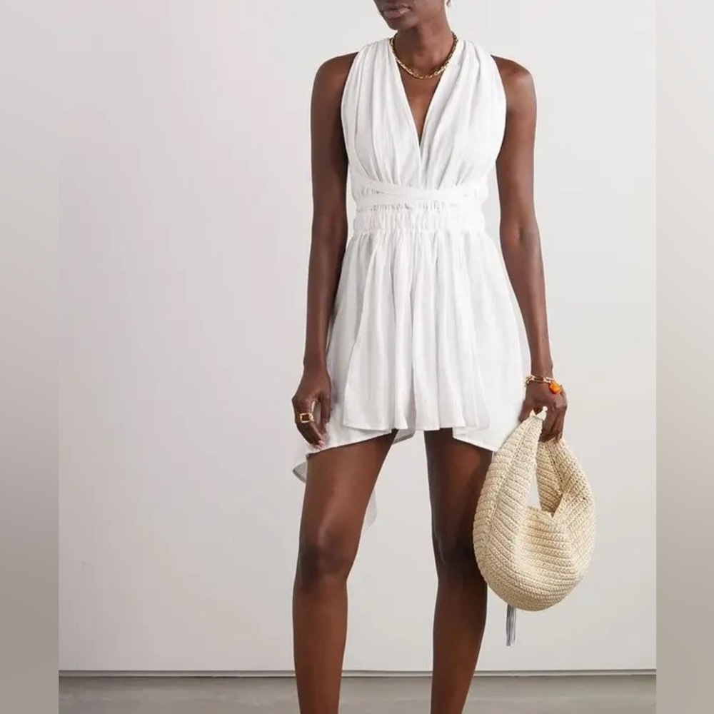 Caravana White Chuj Dress with leather tassels